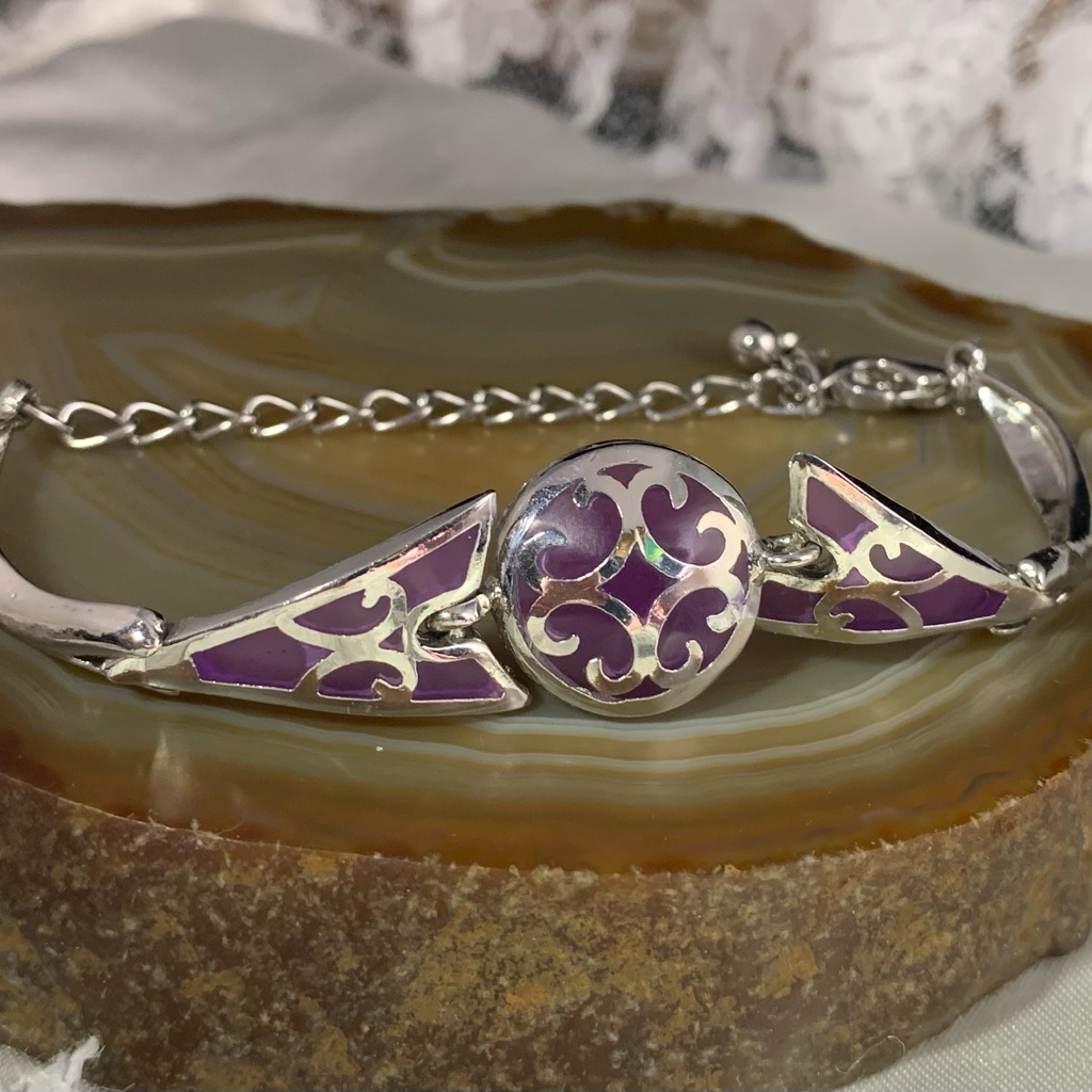 Chic Purple And Silver Adjustable Bracelet 15$